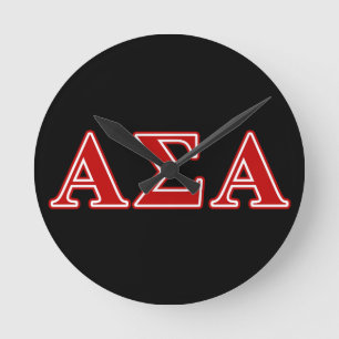 Alpha Sigma Alpha Red Letters Round Clock