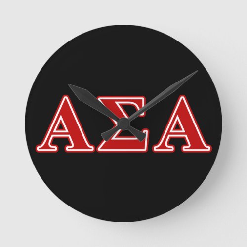 Alpha Sigma Alpha Red Letters Round Clock
