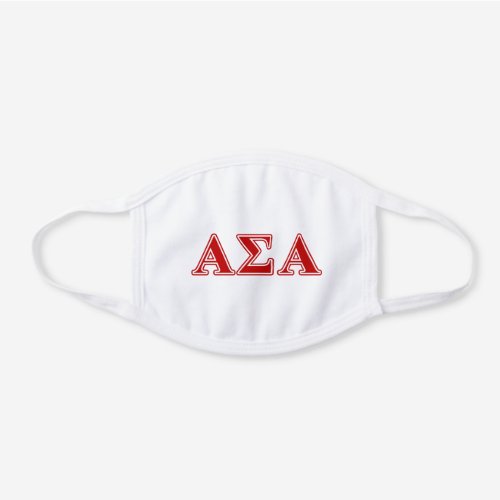 Alpha Sigma Alpha Red Letters White Cotton Face Mask