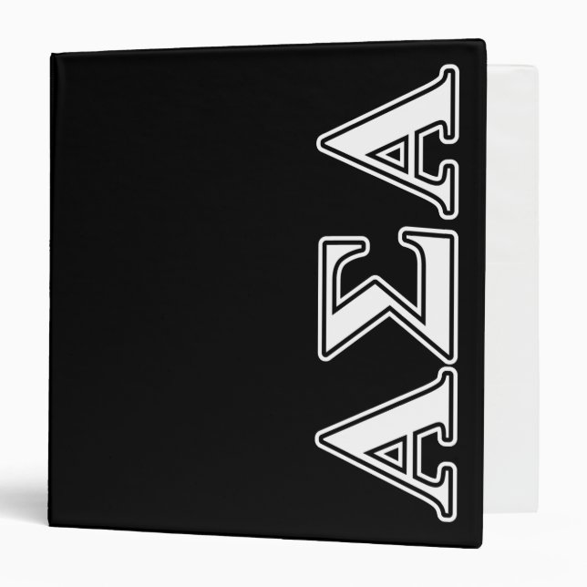 Alpha Sigma Alpha White and Black Letters 3 Ring Binder (Front/Inside)