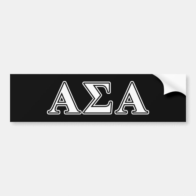 Alpha Sigma Alpha White and Black Letters Bumper Sticker (Front)