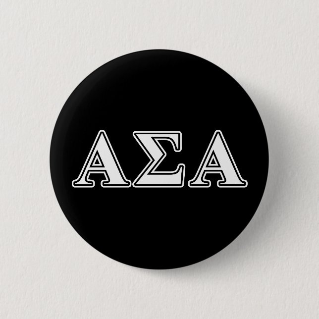 Alpha Sigma Alpha White and Black Letters Button (Front)