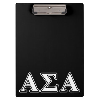 Alpha Sigma Alpha White and Black Letters Clipboard