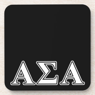 Alpha Sigma Alpha White and Black Letters Coaster