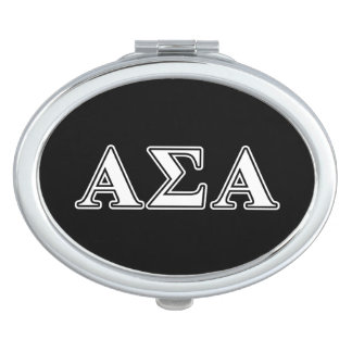 Alpha Sigma Alpha White and Black Letters Compact Mirror