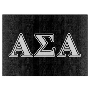 Alpha Sigma Alpha White and Black Letters Cutting Board