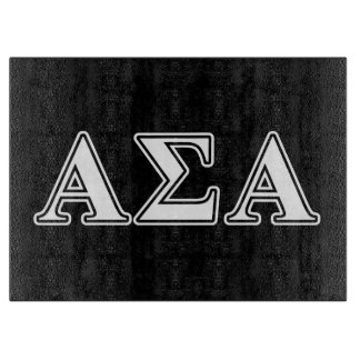 Alpha Sigma Alpha White and Black Letters Cutting Board