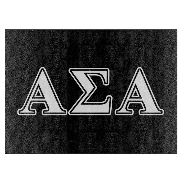 Alpha Sigma Alpha White and Black Letters Cutting Board (Front)
