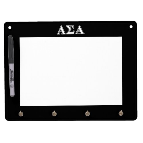 Alpha Sigma Alpha White and Black Letters Dry Erase Board With Keychain Holder