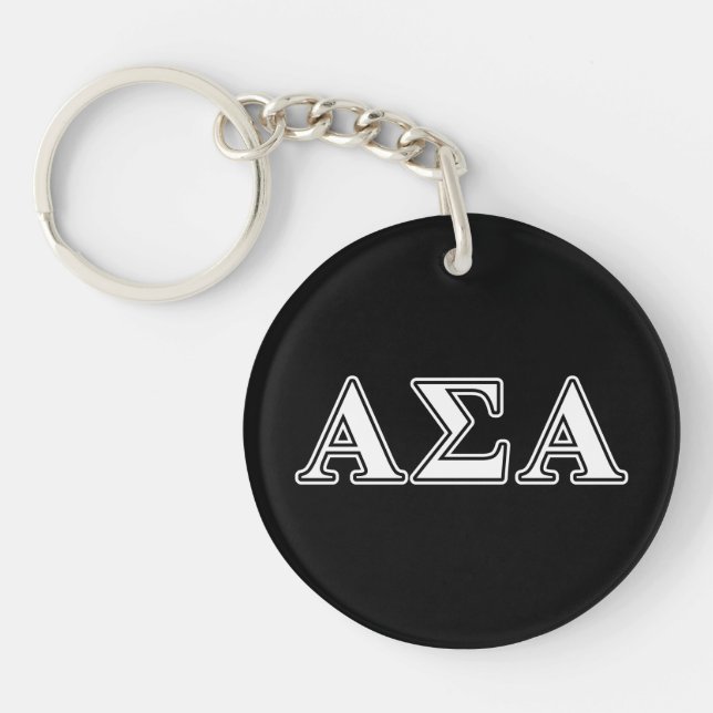Alpha Sigma Alpha White and Black Letters Keychain (Front)