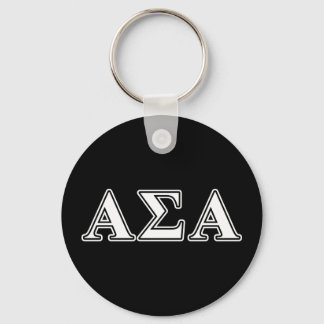 Alpha Sigma Alpha White and Black Letters Keychain
