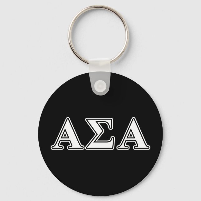 Alpha Sigma Alpha White and Black Letters Keychain (Front)