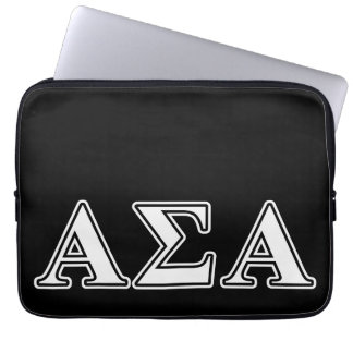 Alpha Sigma Alpha White and Black Letters Laptop Sleeve