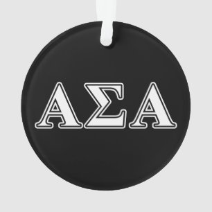 Alpha Sigma Alpha White and Black Letters Ornament