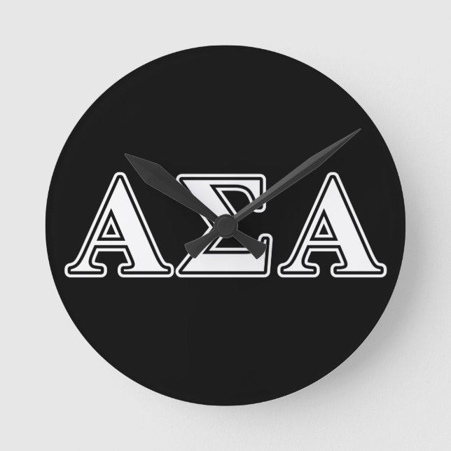 Alpha Sigma Alpha White and Black Letters Round Clock (Front)