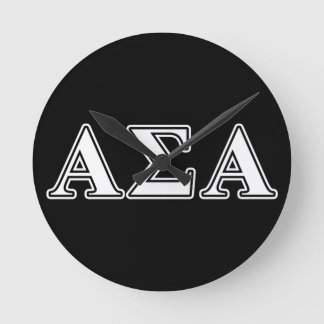 Alpha Sigma Alpha White and Black Letters Round Clock