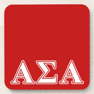 Alpha Sigma Alpha White and Red Letters Beverage Coaster