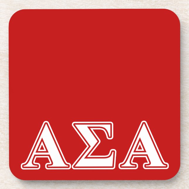 Alpha Sigma Alpha White and Red Letters Beverage Coaster (Front)