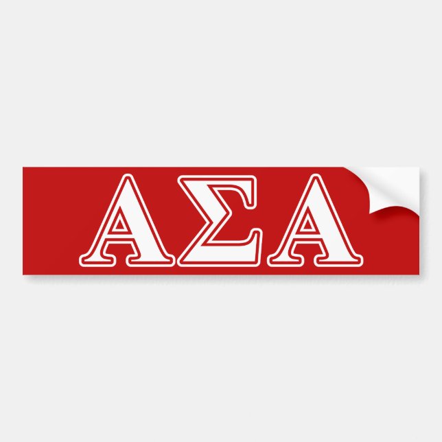 Alpha Sigma Alpha White and Red Letters Bumper Sticker (Front)