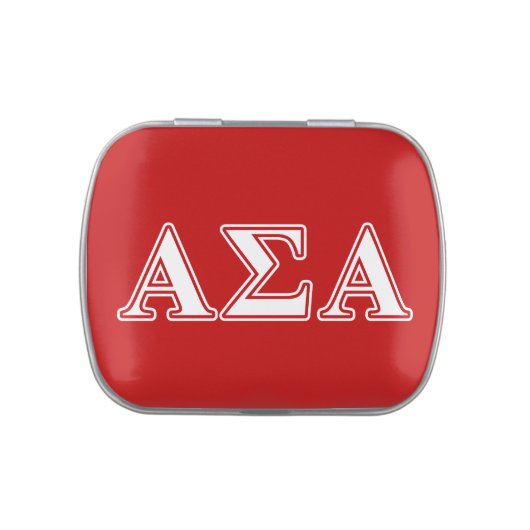 Alpha Sigma Alpha White and Red Letters Candy Tin (Top)