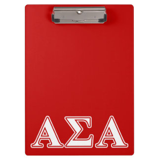 Alpha Sigma Alpha White and Red Letters Clipboard