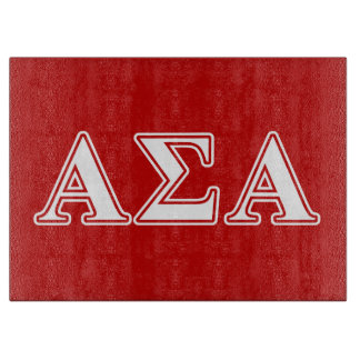 Alpha Sigma Alpha White and Red Letters Cutting Board