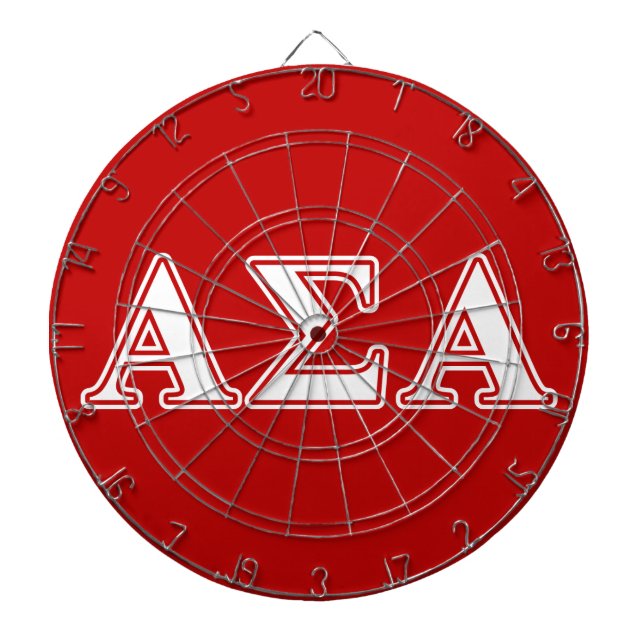 Alpha Sigma Alpha White and Red Letters Dartboard With Darts (Front)