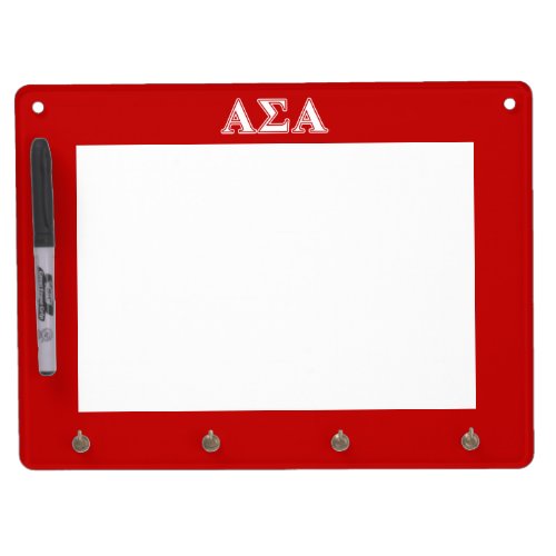 Alpha Sigma Alpha White and Red Letters Dry Erase Board With Keychain Holder