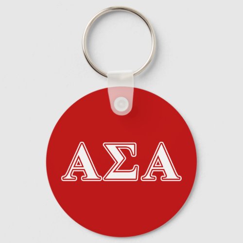 Alpha Sigma Alpha White and Red Letters Keychain