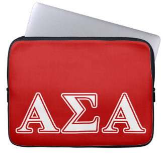 Alpha Sigma Alpha White and Red Letters Laptop Sleeve