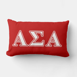 Alpha Sigma Alpha White and Red Letters Lumbar Pillow