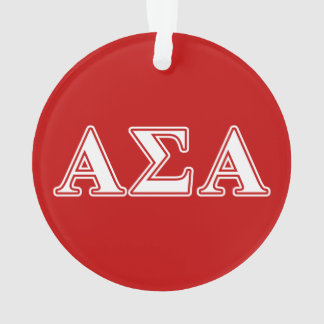 Alpha Sigma Alpha White and Red Letters Ornament