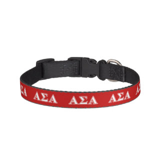 Alpha Sigma Alpha White and Red Letters Pet Collar