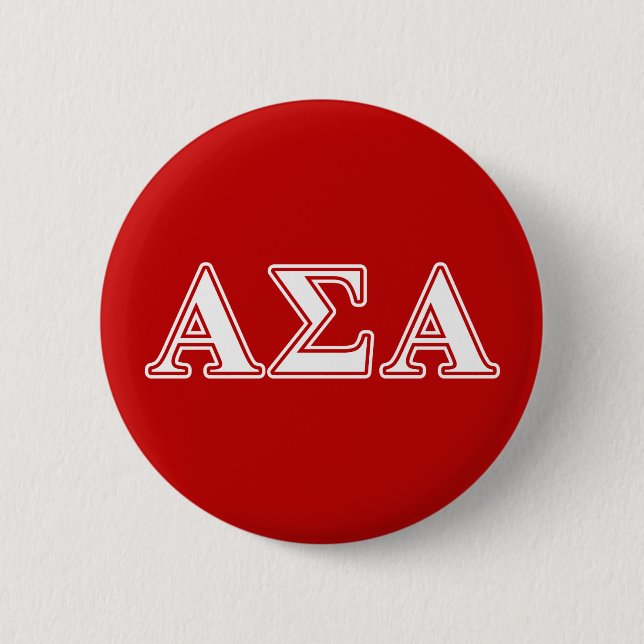 Alpha Sigma Alpha White and Red Letters Pinback Button (Front)