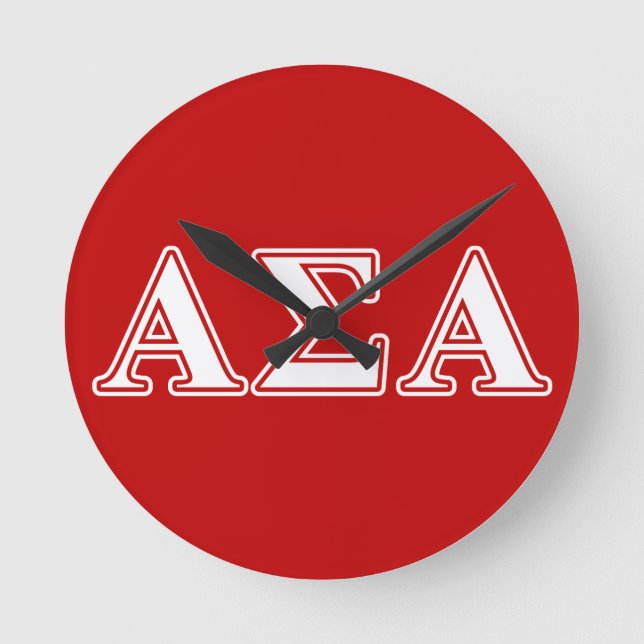 Alpha Sigma Alpha White and Red Letters Round Clock (Front)