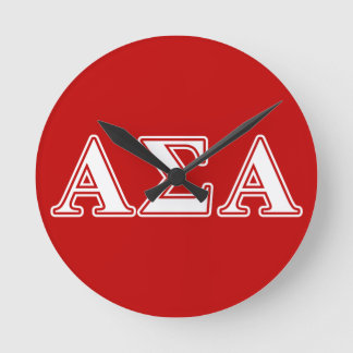 Alpha Sigma Alpha White and Red Letters Round Clock