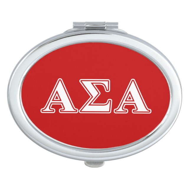 Alpha Sigma Alpha White and Red Letters Vanity Mirror (Front)