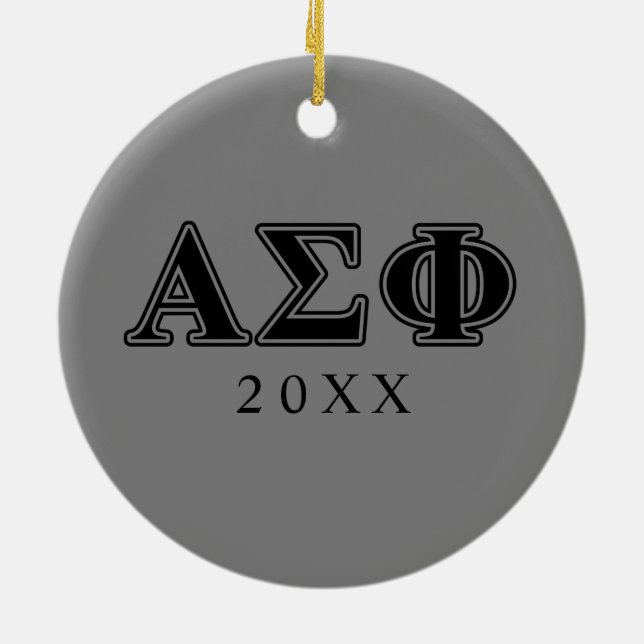 Alpha Sigma Phi Black Letters Ceramic Ornament (Back)