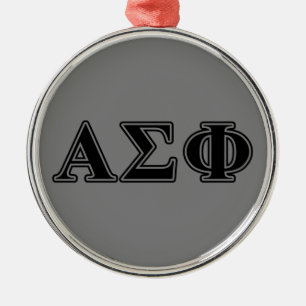 Alpha Sigma Phi Black Letters Metal Ornament