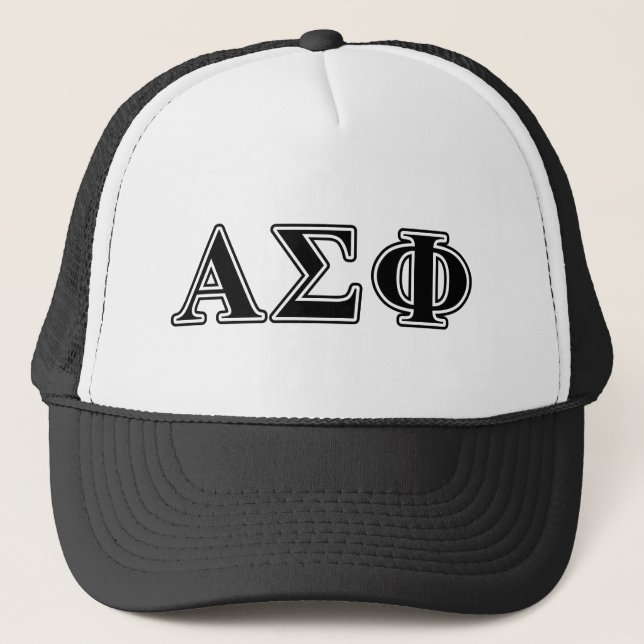 Alpha Sigma Phi Black Letters Trucker Hat (Front)