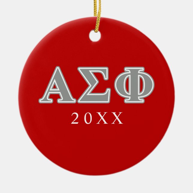 Alpha Sigma Phi Grey Letters Ceramic Ornament (Front)