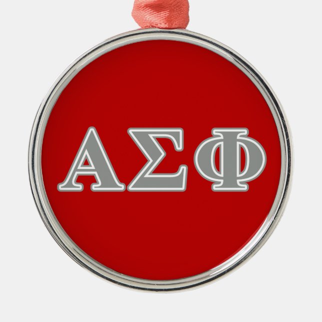 Alpha Sigma Phi Grey Letters Metal Ornament (Front)