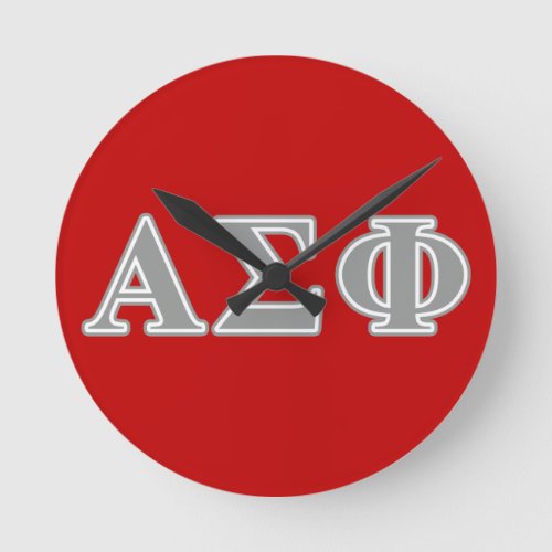 Alpha Sigma Phi Grey Letters Round Clock