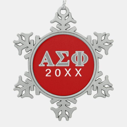 Alpha Sigma Phi Grey Letters Snowflake Pewter Christmas Ornament