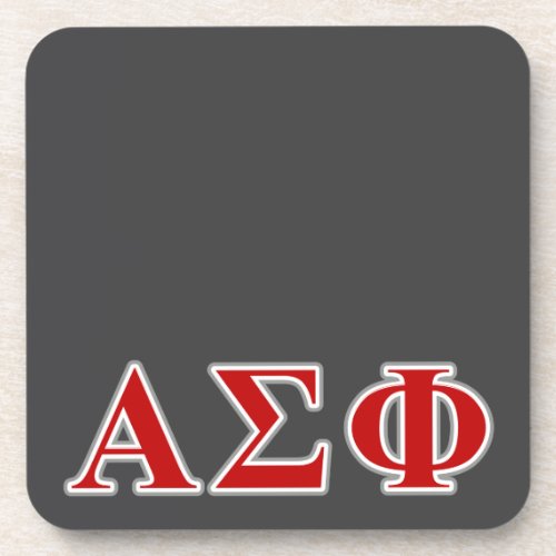 Alpha Sigma Phi Red and Grey Lettes Beverage Coaster