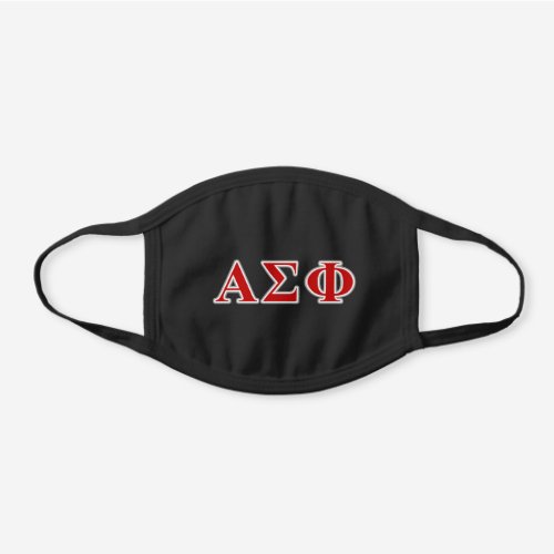 Alpha Sigma Phi Red and Grey Lettes Black Cotton Face Mask