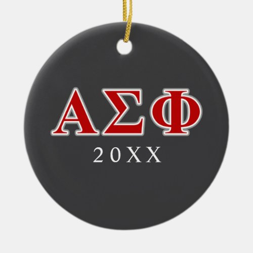 Alpha Sigma Phi Red and Grey Lettes Ceramic Ornament