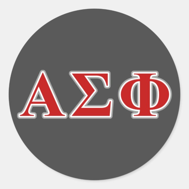 Alpha Sigma Phi Red and Grey Lettes Classic Round Sticker (Front)