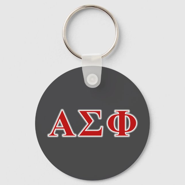 Alpha Sigma Phi Red and Grey Lettes Keychain (Front)