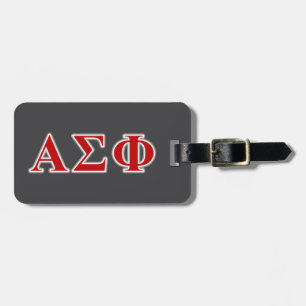 Alpha Sigma Phi Red and Grey Lettes Luggage Tag